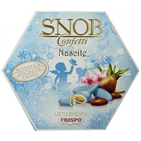 CRISPO – Confetti SNOB mandorla e cioccolato bianco incartati singolarmente  gr.500 Celeste – Zanieri Dolciumi
